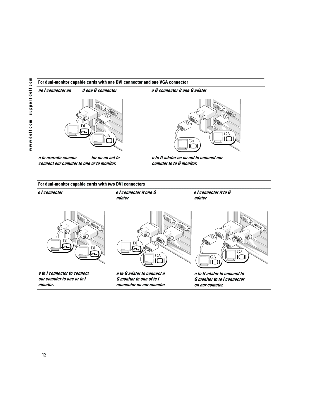 Dell P8189 manual For dual-monitor capable cards with two DVI connectors 