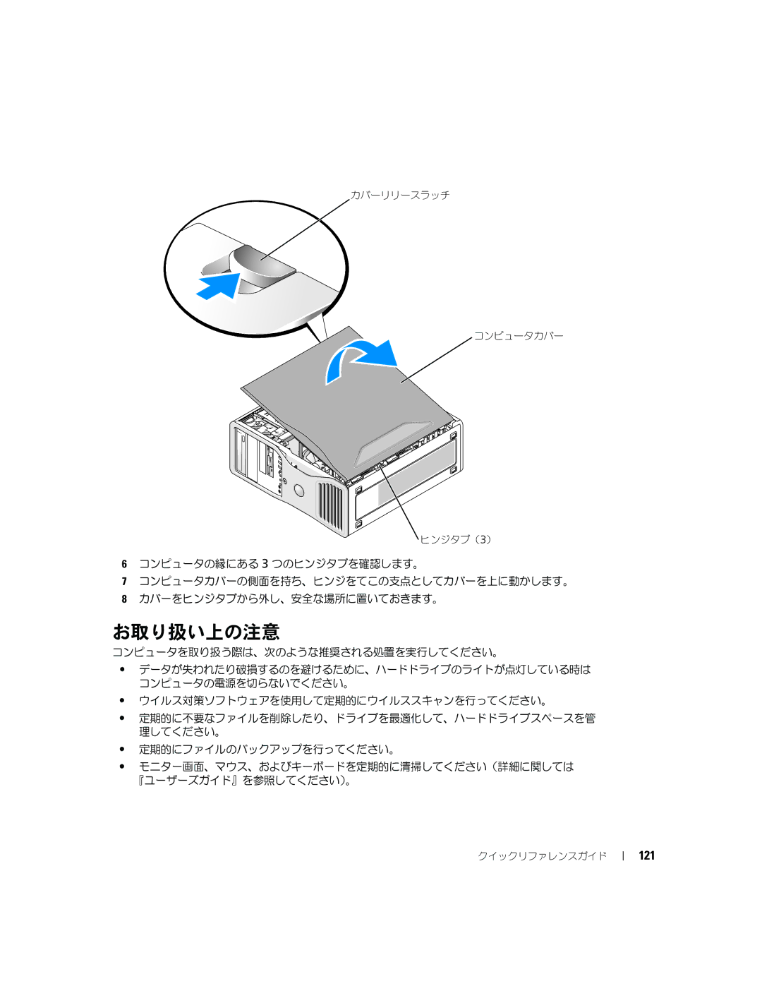 Dell P8189 manual お取り扱い上の注意, 121 