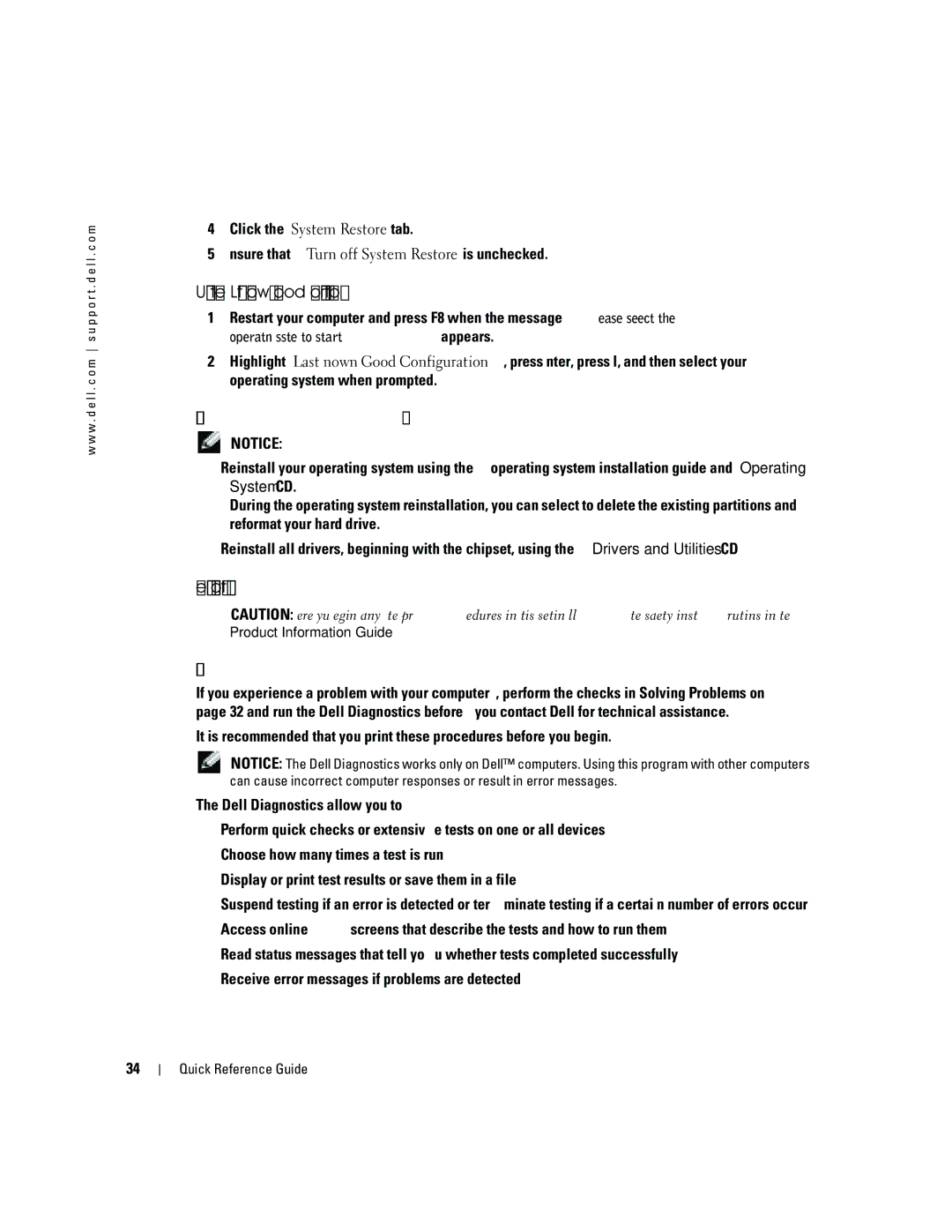 Dell P8189 manual Using the Last Known Good Configuration, Dell Diagnostics 