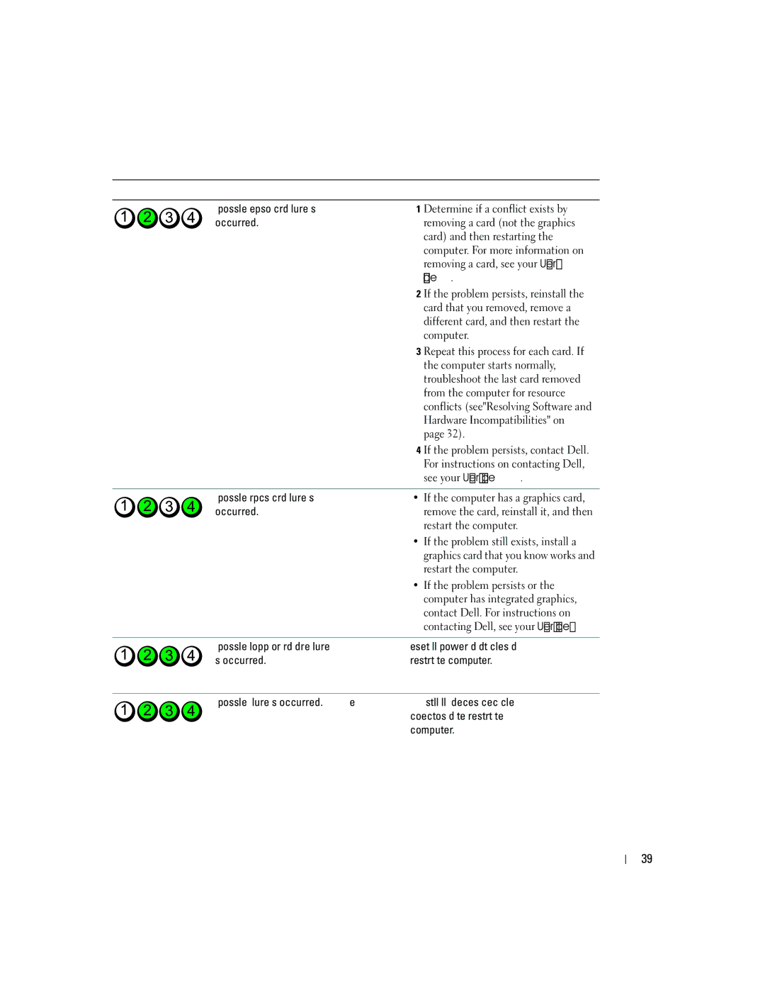 Dell P8189 manual Determine if a conflict exists by, Removing a card not the graphics, Card and then restarting, Guide 