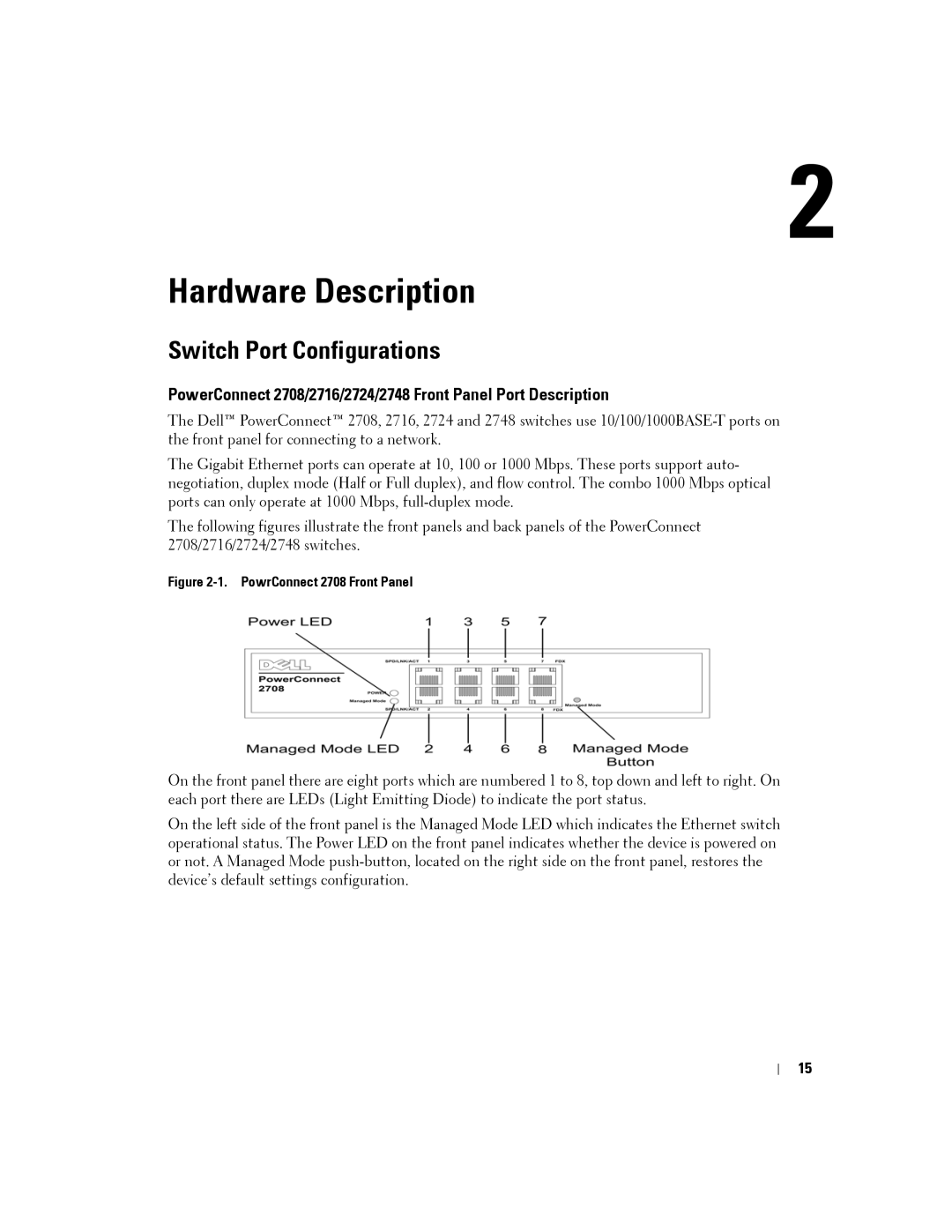 Dell PC2724, PC2748, PC2708, PC2716 manual Hardware Description, Switch Port Configurations 