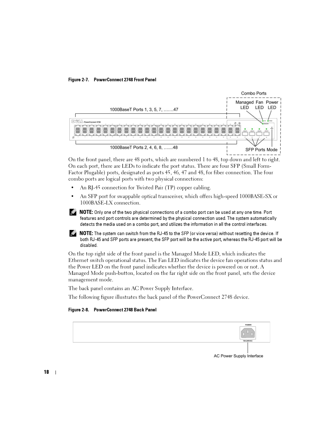 Dell PC2716, PC2748, PC2708, PC2724 manual PowerConnect 2748 Back Panel 