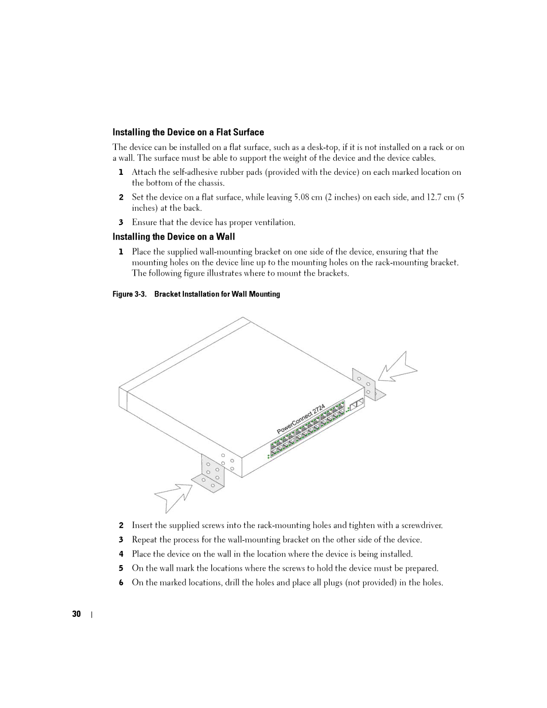 Dell PC2716, PC2748, PC2708, PC2724 manual Installing the Device on a Flat Surface, Installing the Device on a Wall 