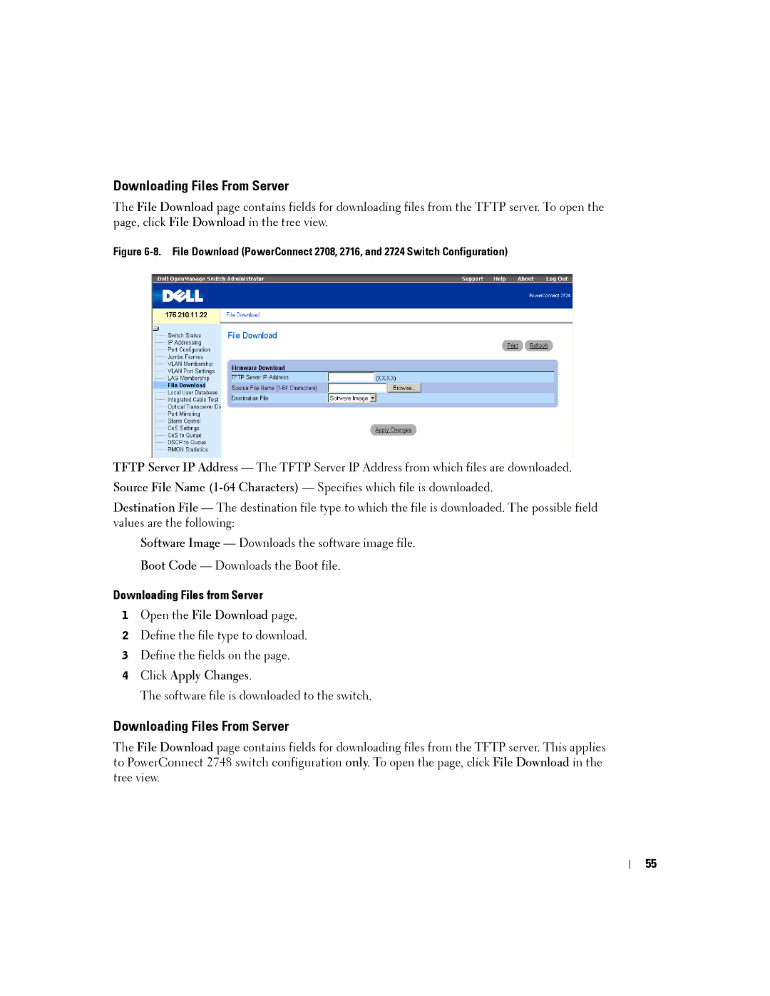 Dell PC2724, PC2748, PC2708, PC2716 manual Downloading Files From Server, Downloading Files from Server 