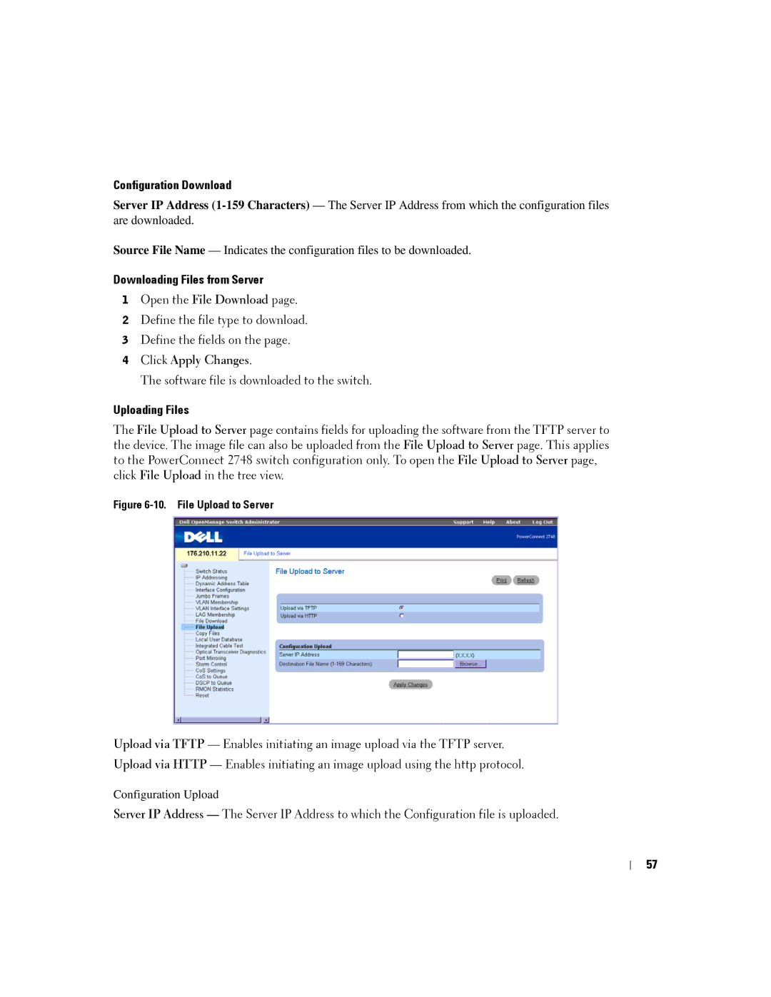 Dell PC2708, PC2748, PC2716, PC2724 manual Configuration Download, Uploading Files 