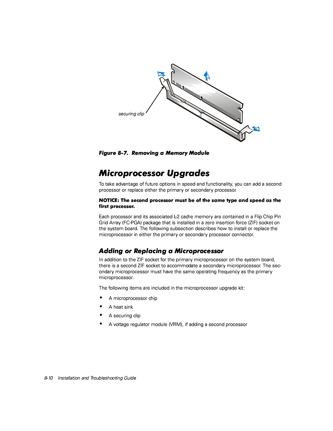 Dell PCI3 manual The following items are included in the microprocessor upgrade kit 