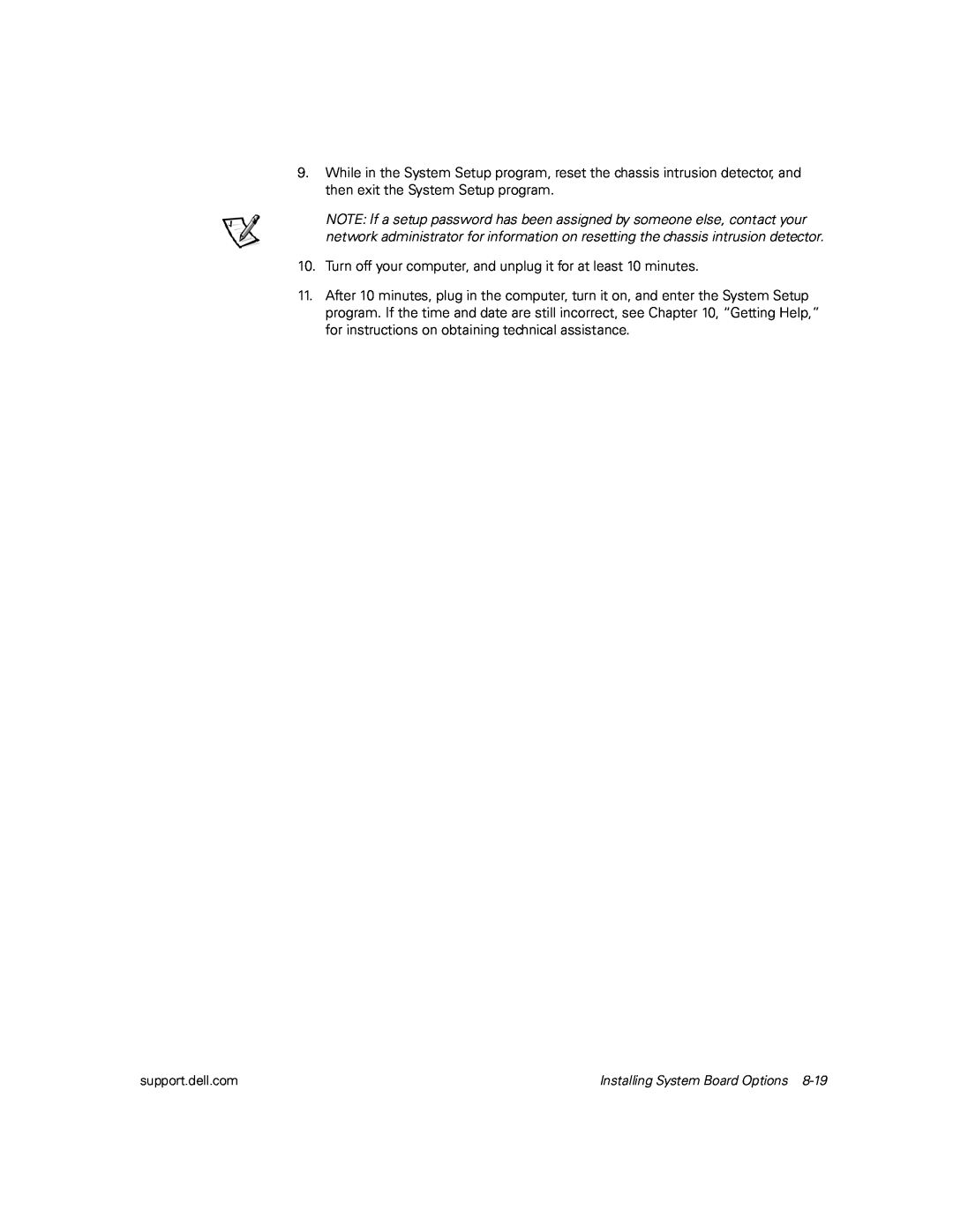 Dell PCI3 manual Turn off your computer, and unplug it for at least 10 minutes 