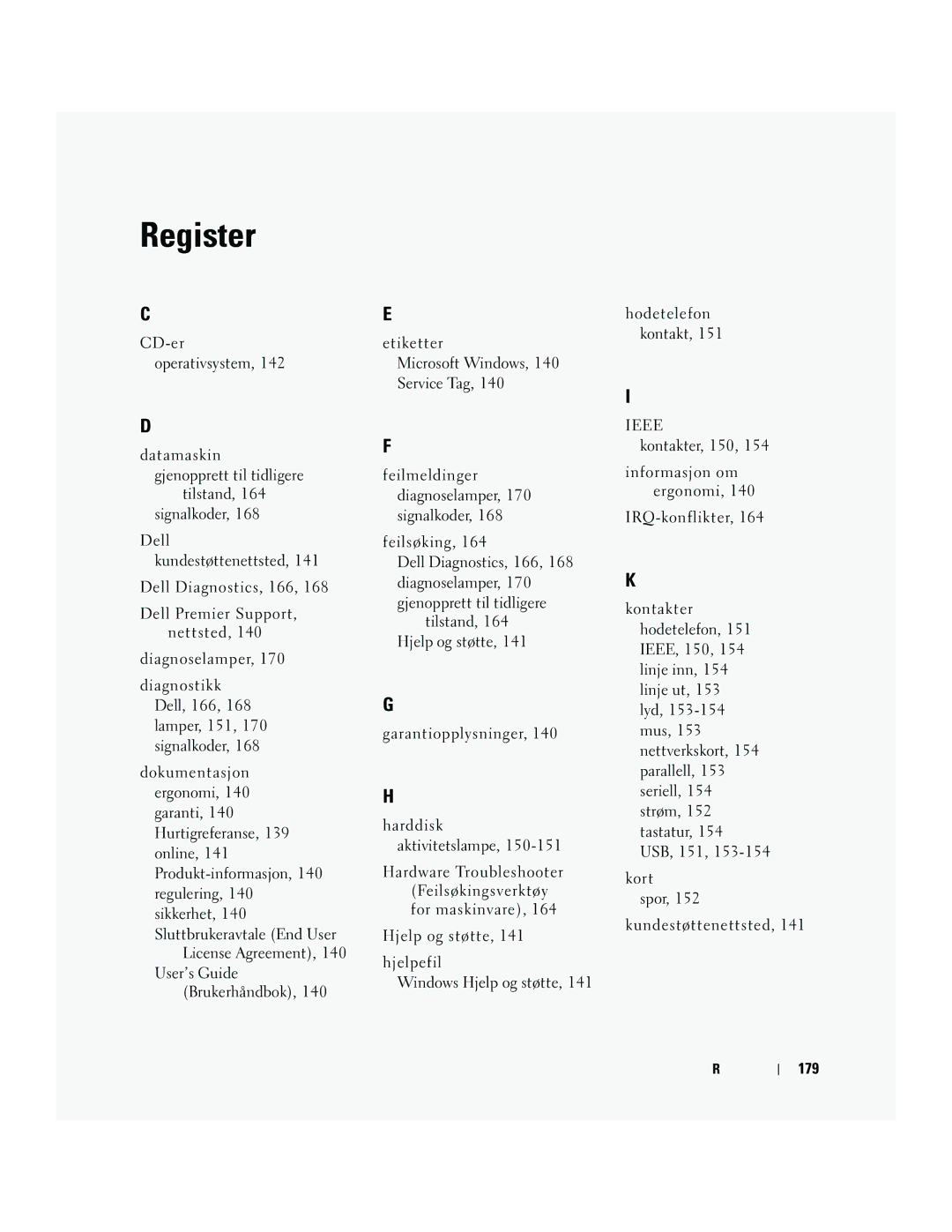 Dell PD050 manual 179, Register 