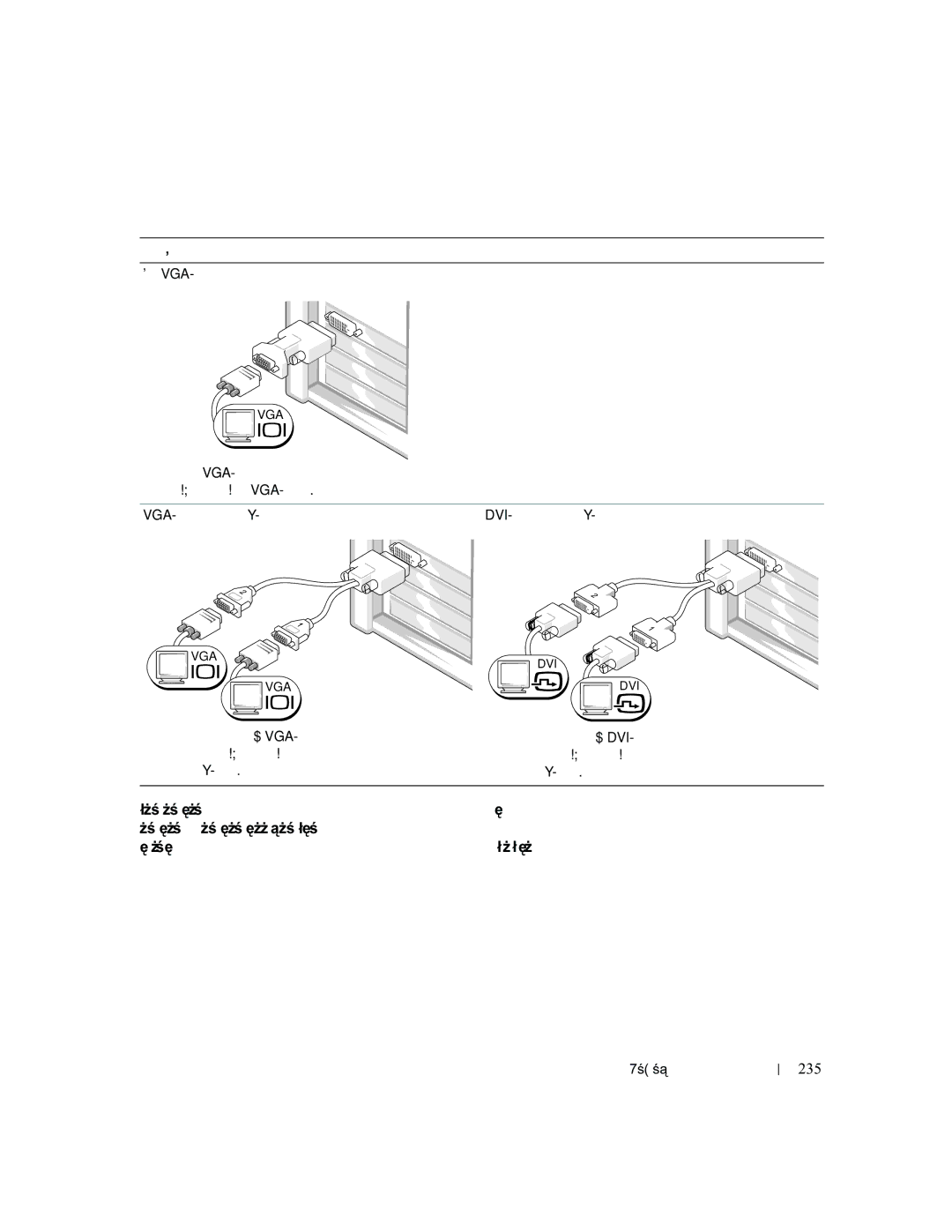 Dell PD050 manual 235, VGA-адаптер с дуальным Y-кабелем, Для подключения одного или двух VGA-мониторов 