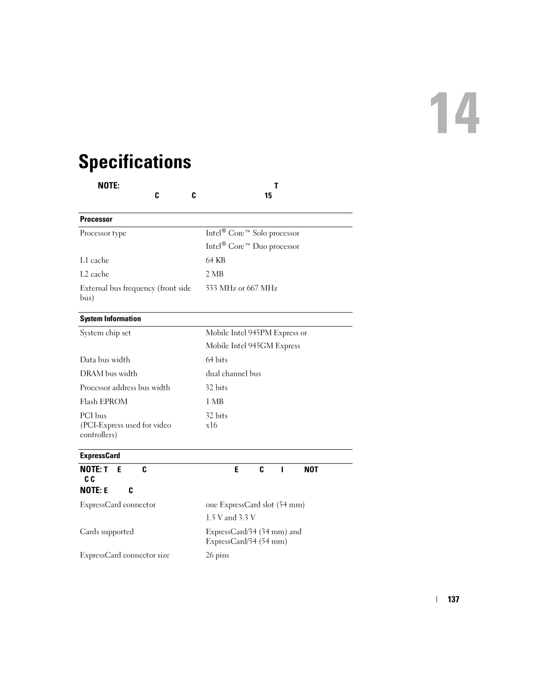 Dell PD598 owner manual Specifications, 137 