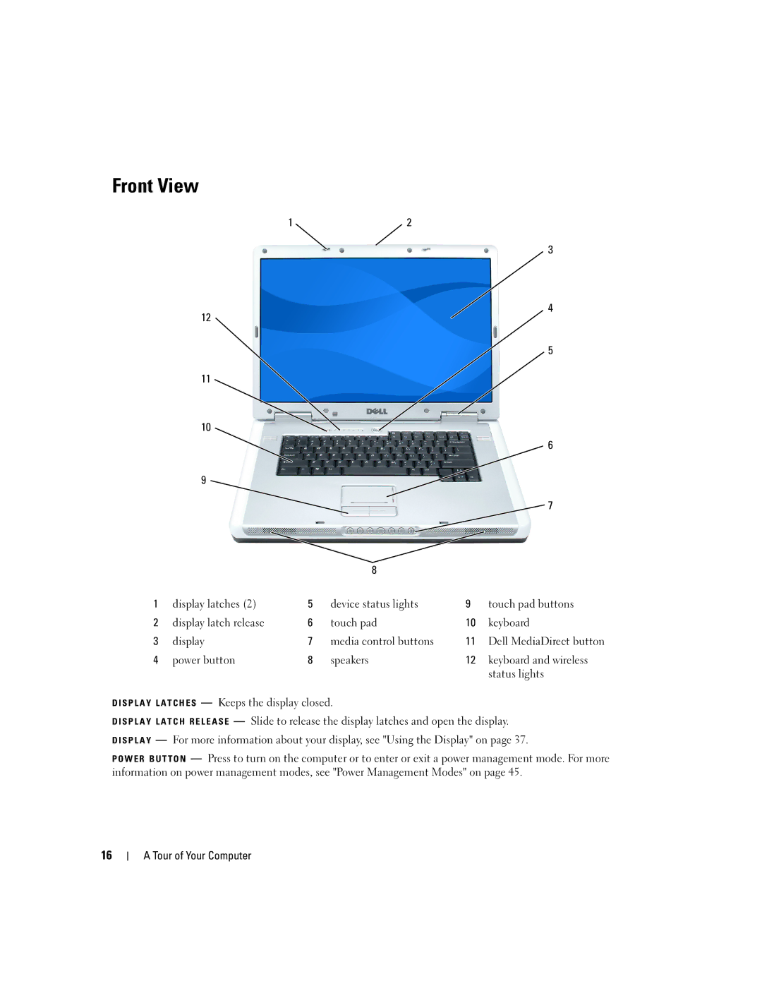 Dell PD598 owner manual Front View 