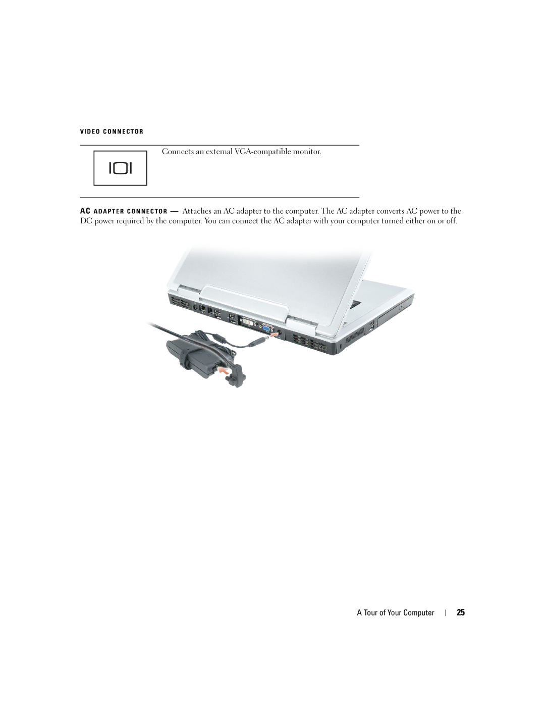 Dell PD598 owner manual Connects an external VGA-compatible monitor 