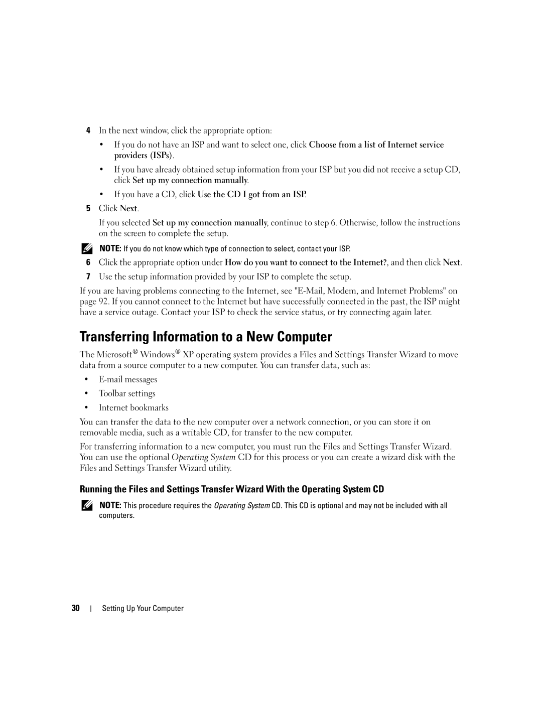 Dell PD598 owner manual Transferring Information to a New Computer, If you have a CD, click Use the CD I got from an ISP 