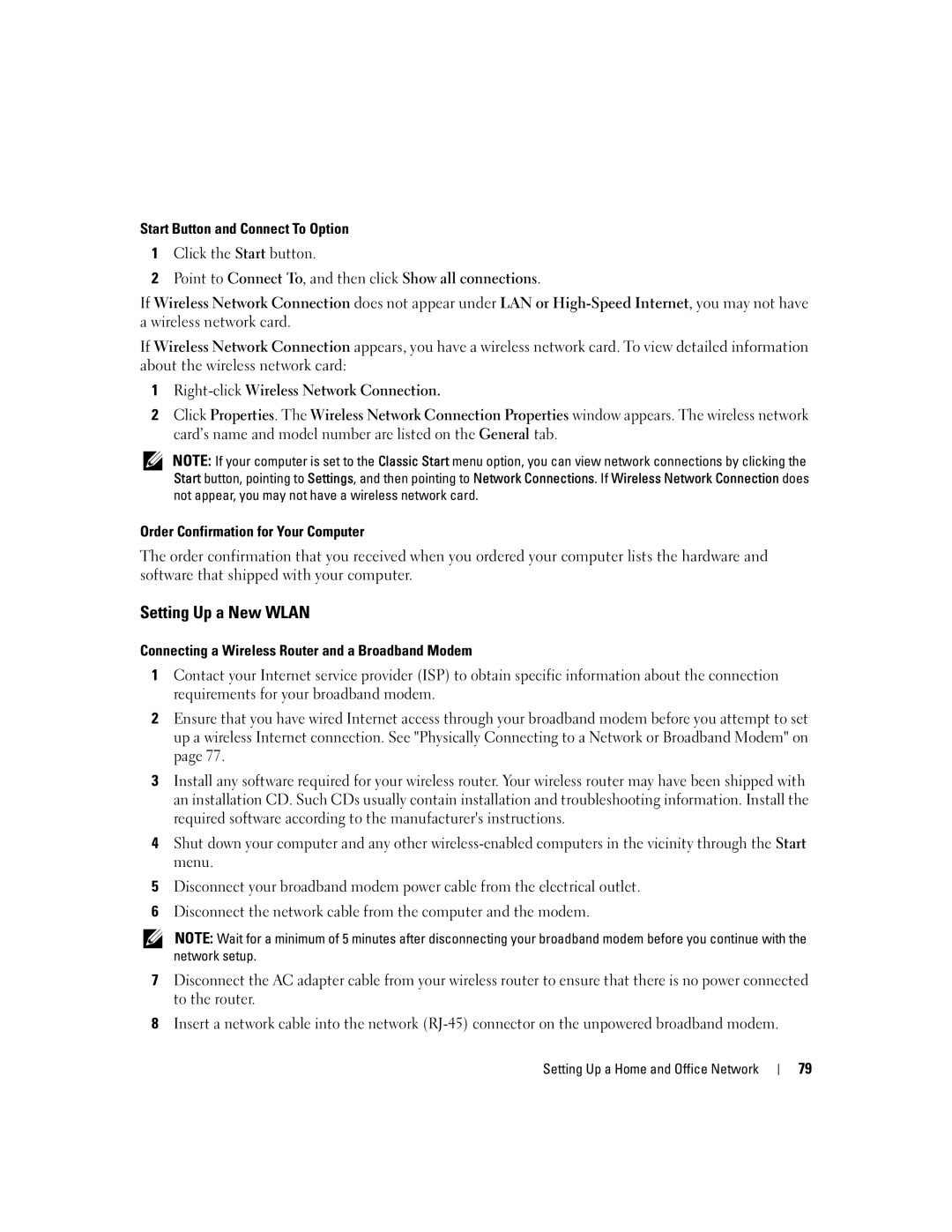 Dell PD598 owner manual Setting Up a New Wlan 