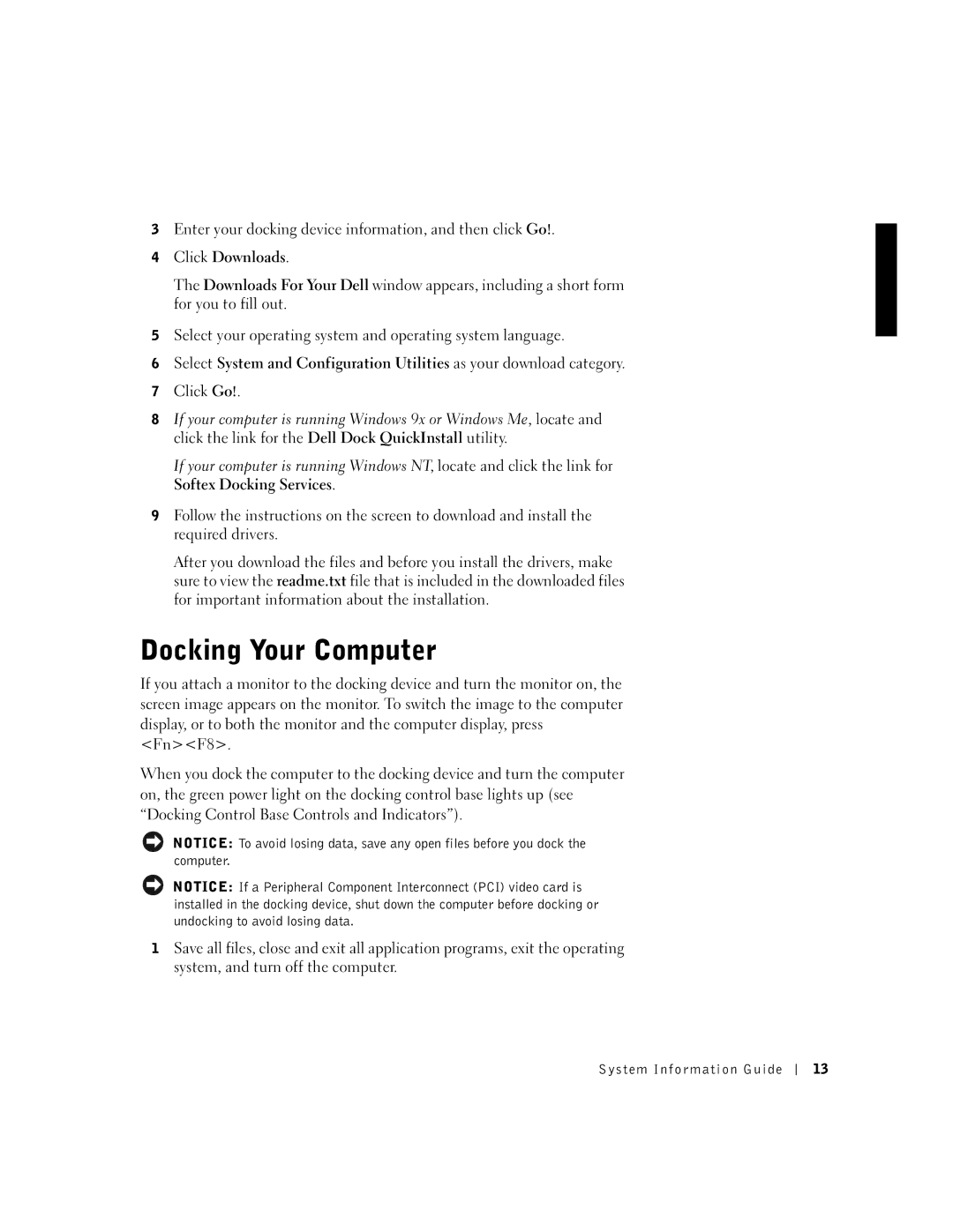 Dell PDX manual Docking Your Computer 