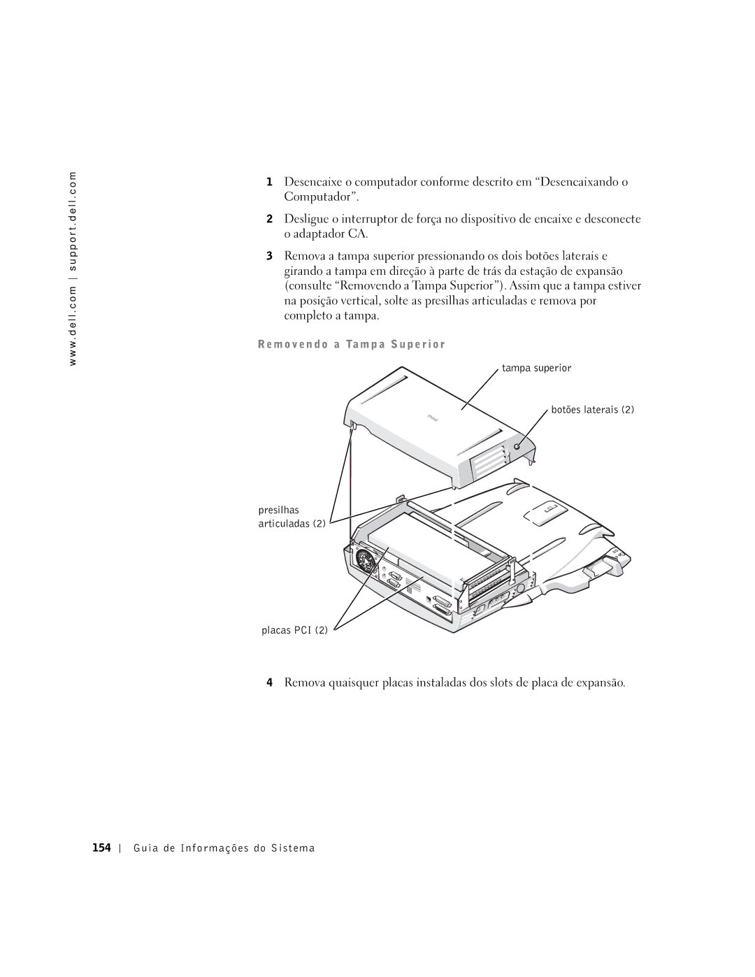 Dell PDX manual Re m o v e n d o a Ta m p a S u p e r i o r 