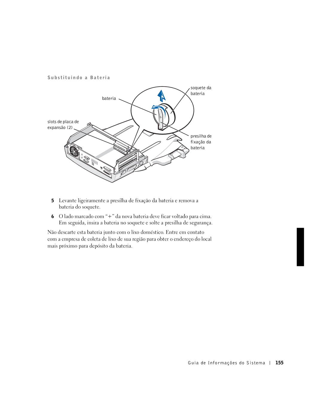 Dell PDX manual B s t i t u i n d o a B a t e r i a 