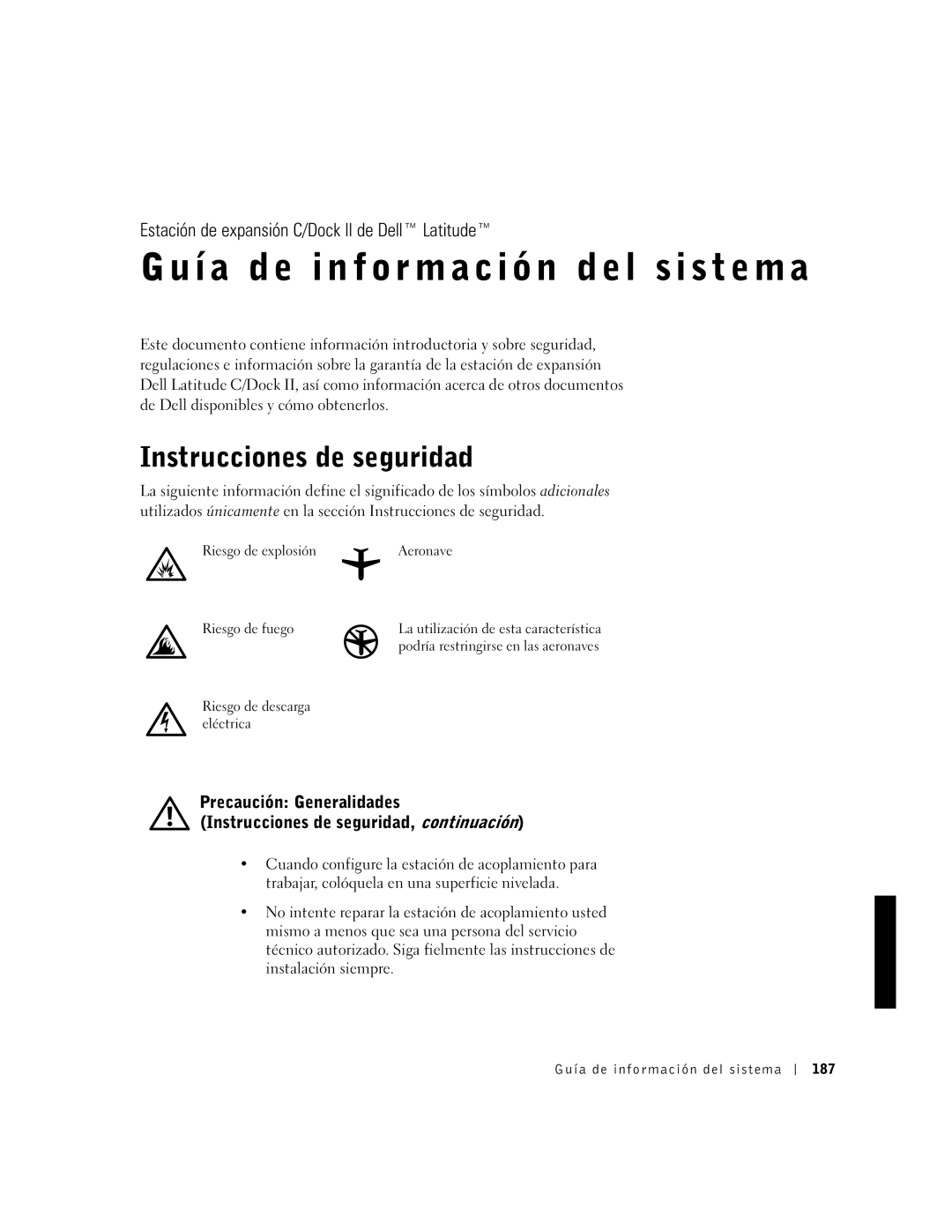 Dell PDX manual Guía de información del sistema, Instrucciones de seguridad 