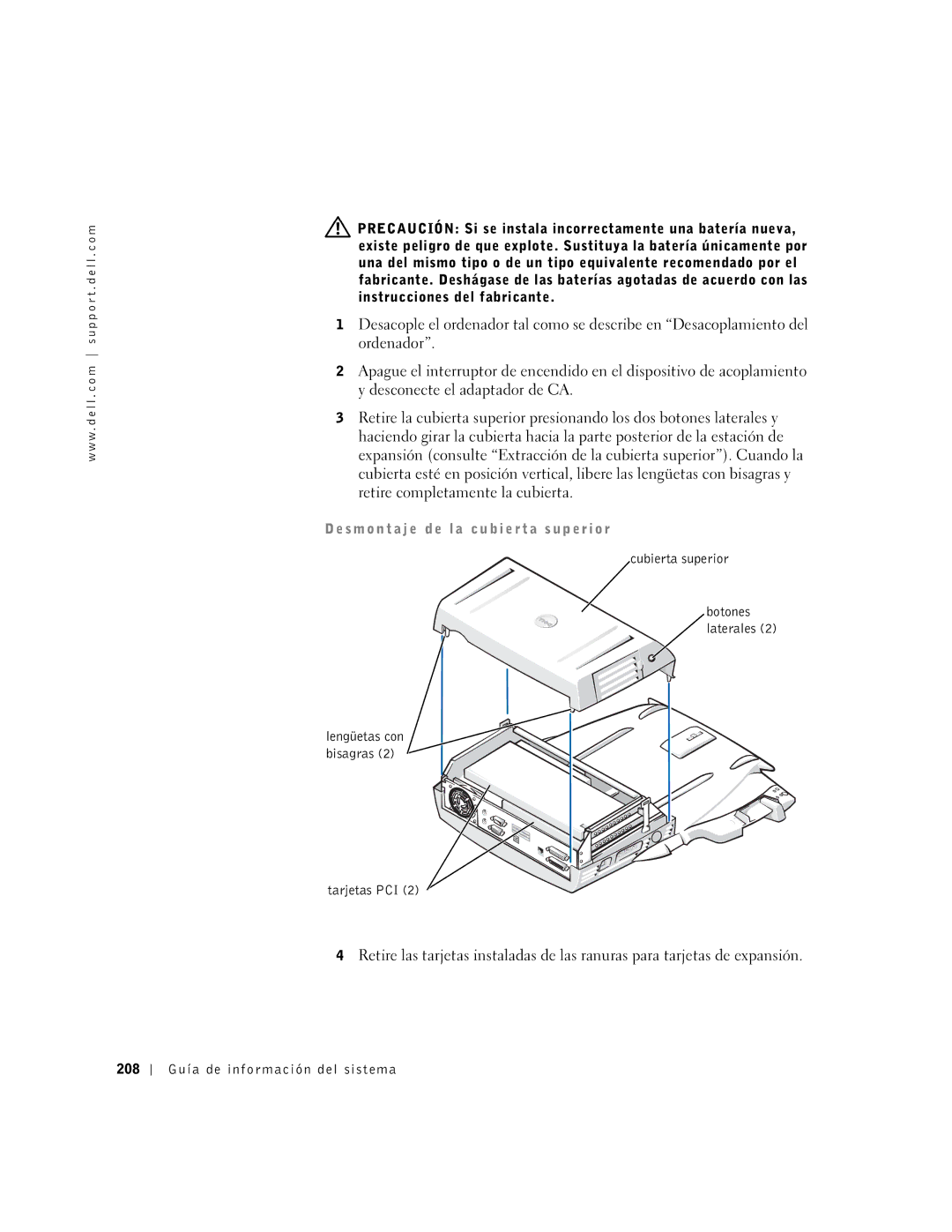 Dell PDX manual S m o n t a j e d e l a c u b i e r t a s u p e r i o r 