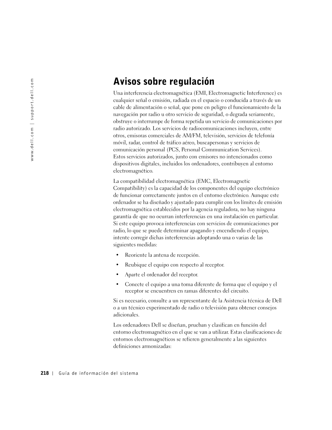 Dell PDX manual Avisos sobre regulación 