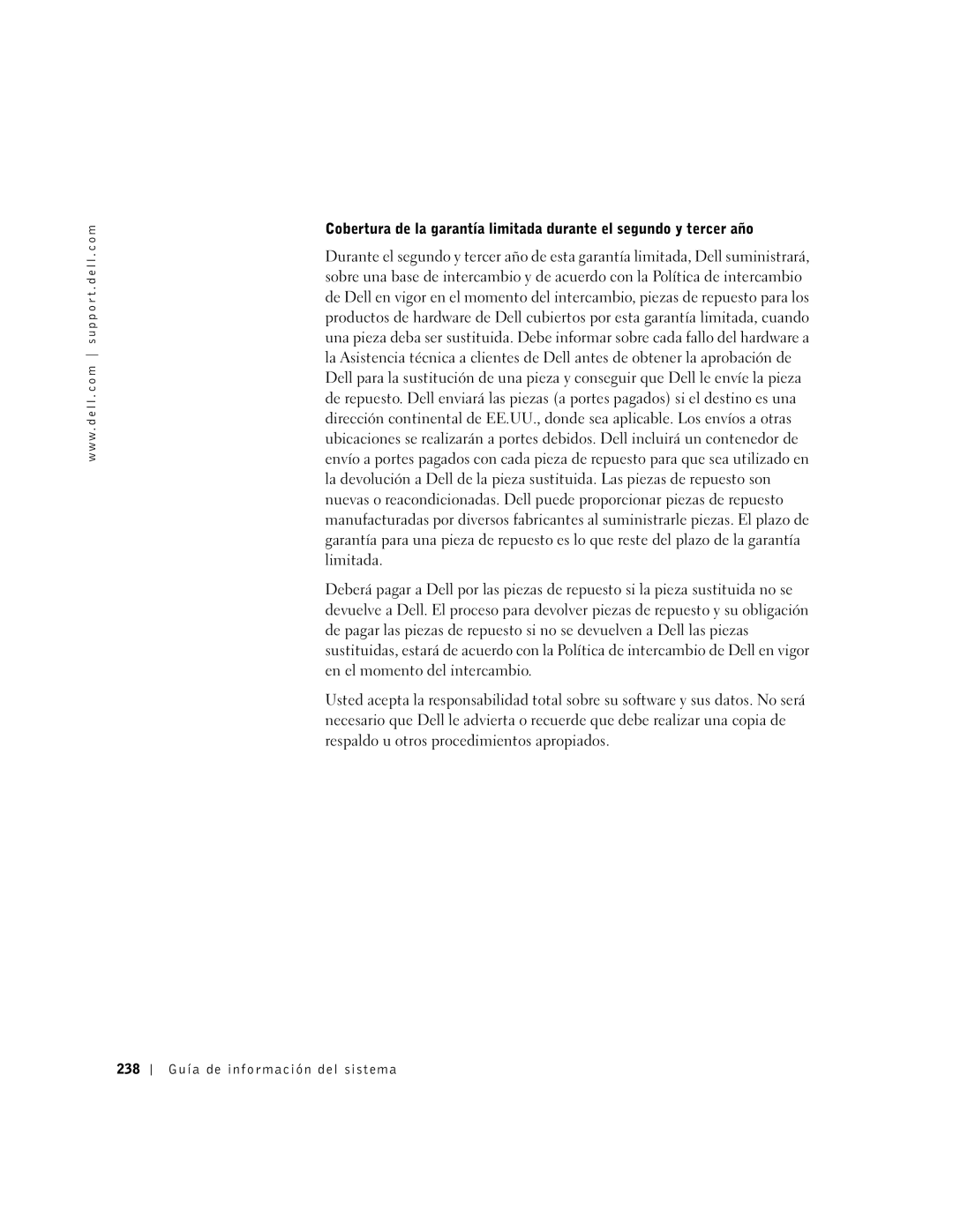 Dell PDX manual 238 Guía de información del sistema 