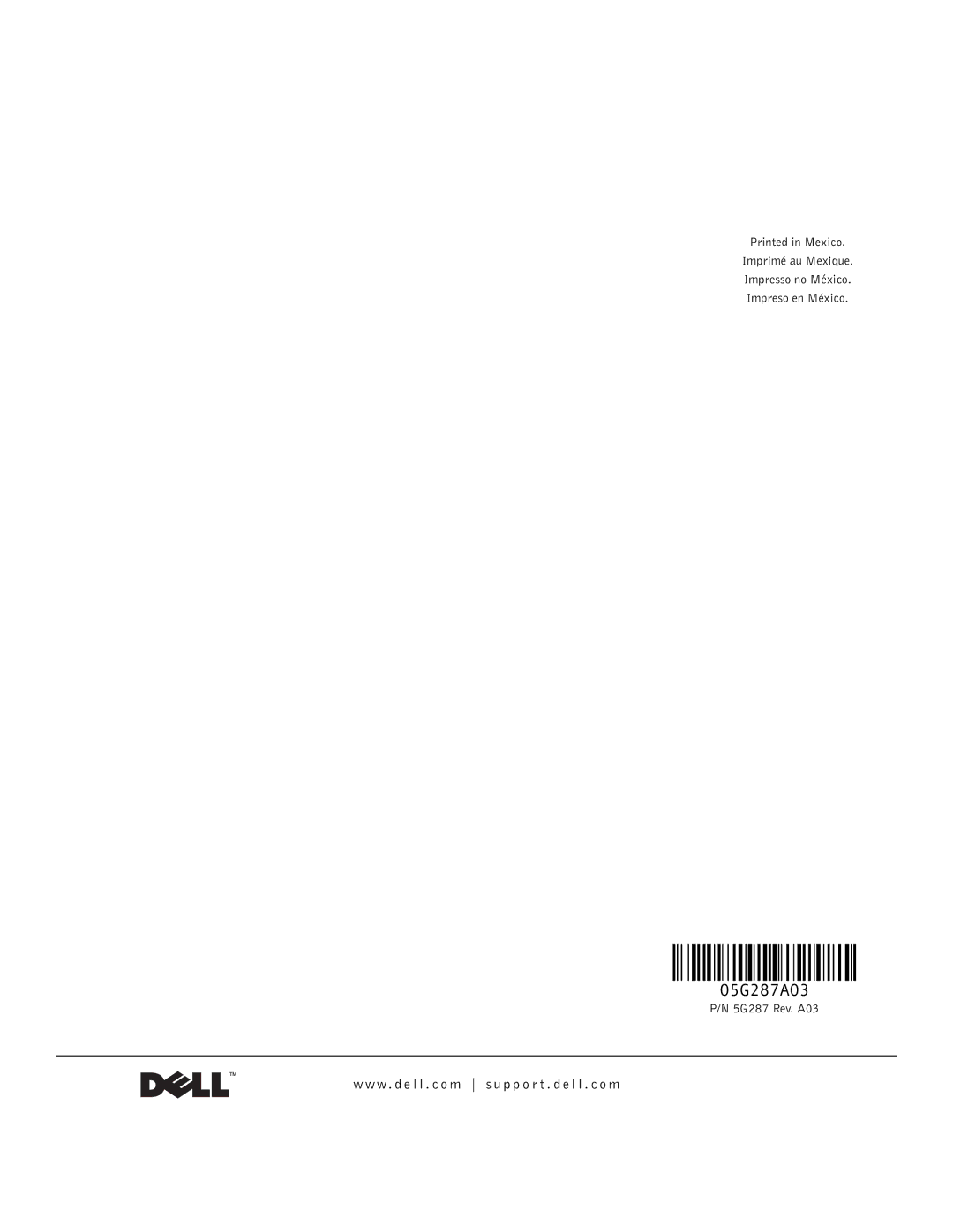 Dell PDX manual 05G287A03 