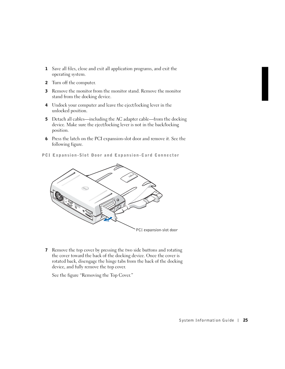 Dell PDX manual PCI expansion-slot door 