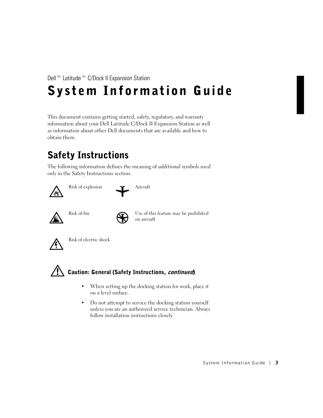 Dell PDX manual System Information Guide, Safety Instructions 