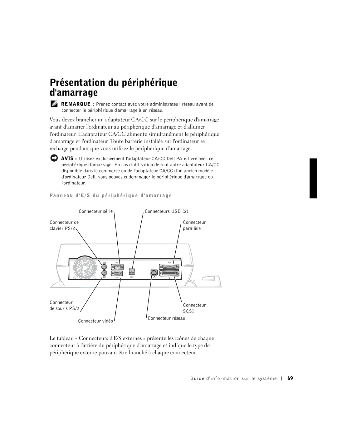 Dell PDX manual Présentation du périphérique damarrage 