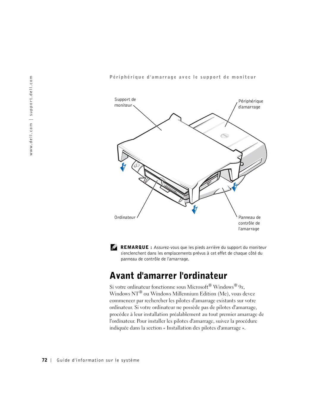 Dell PDX manual Avant damarrer lordinateur 