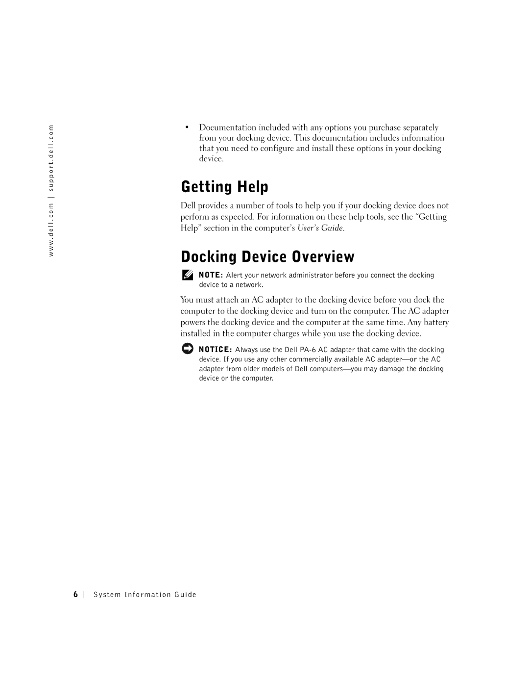 Dell PDX manual Getting Help, Docking Device Overview 