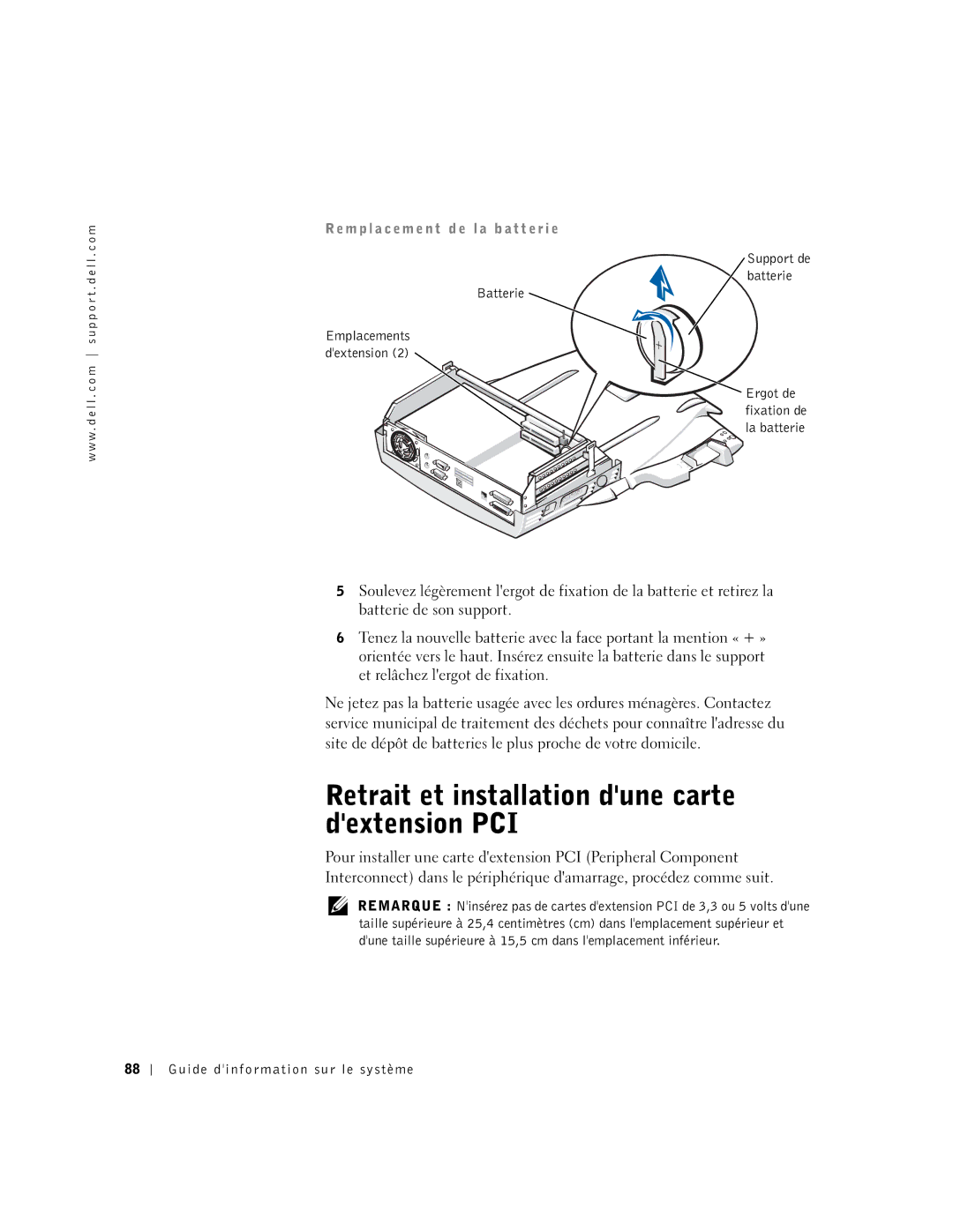 Dell PDX manual Retrait et installation dune carte dextension PCI 