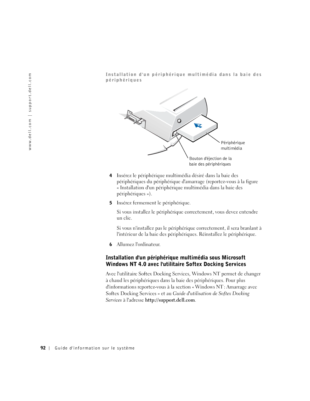 Dell PDX manual Périphérique Multimédia 