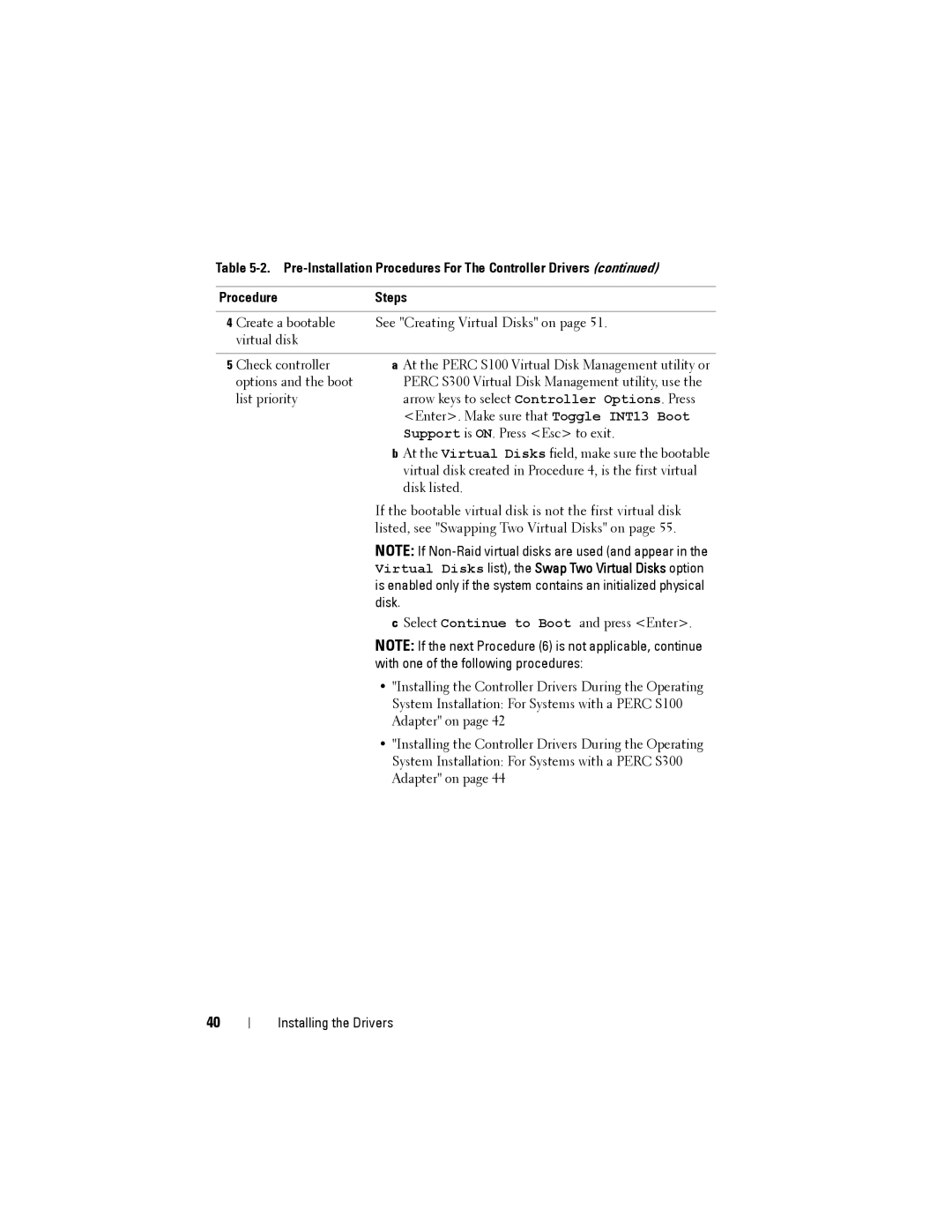 Dell (PERC) S100, PERC S300 manual Pre-Installation Procedures For The Controller Drivers Steps 