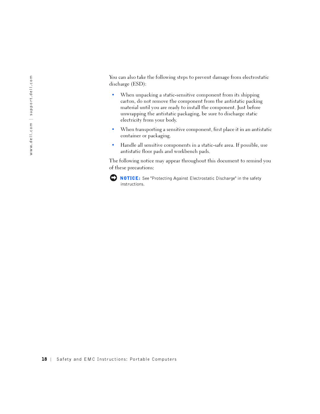 Dell PP01L manual Safety and EMC Instr uc tions Port able Computer s 