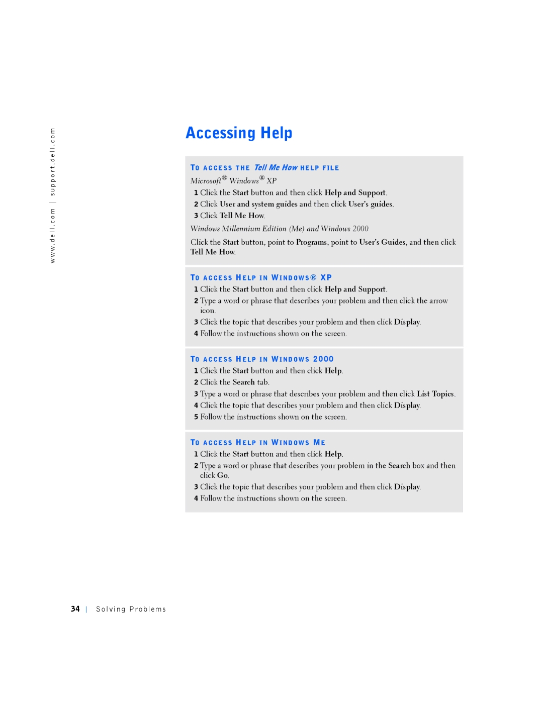 Dell PP01L manual Accessing Help, Microsoft Windows XP 