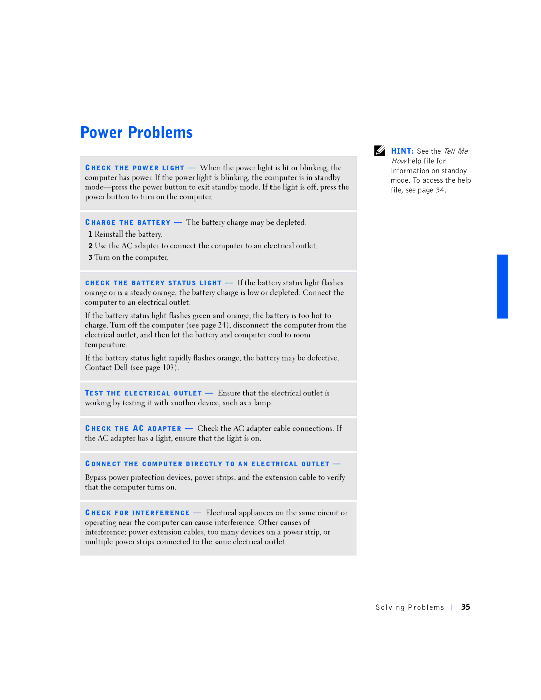 Dell PP01L manual Power Problems 