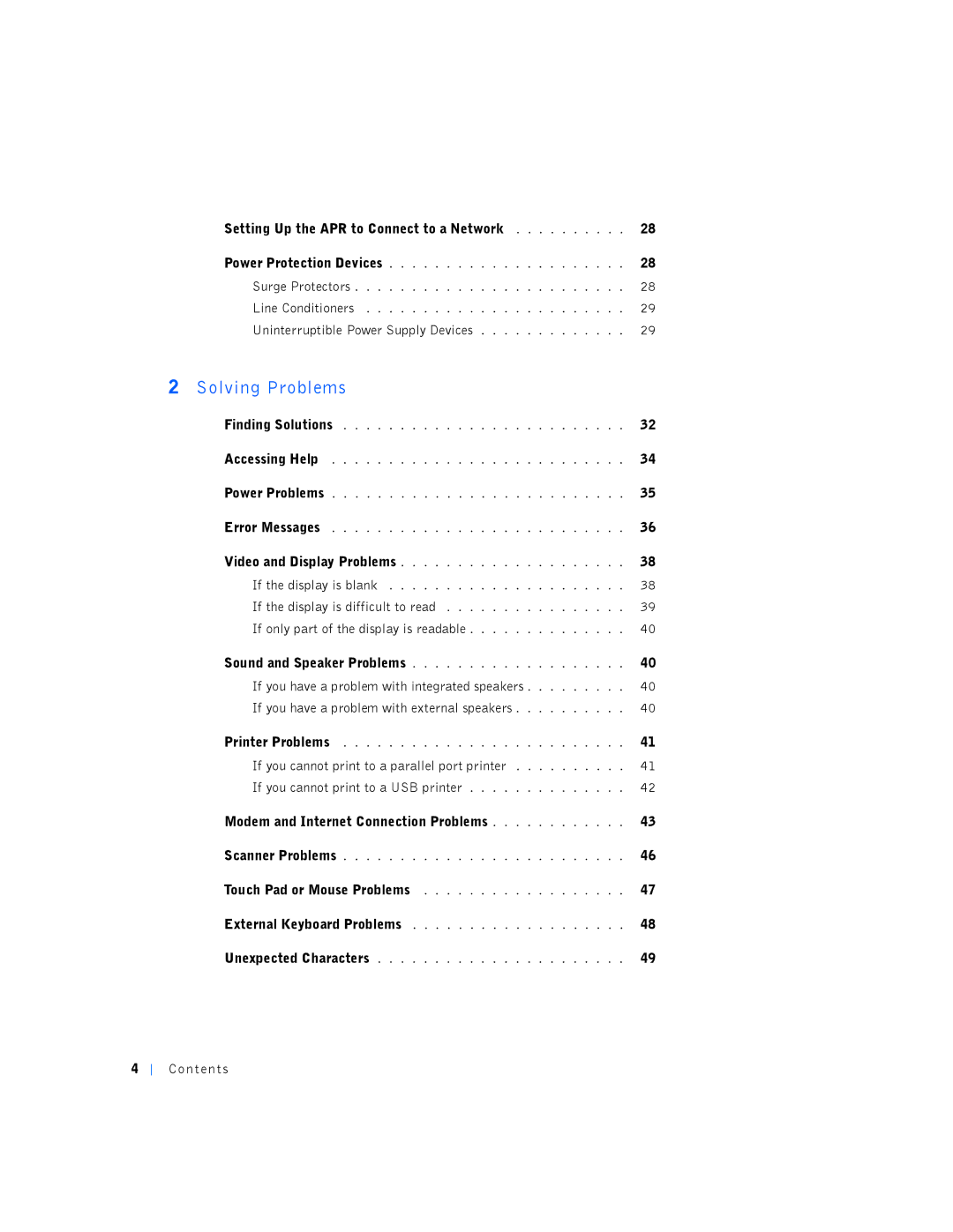 Dell PP01L manual Setting Up the APR to Connect to a Network, Uninterruptible Power Supply Devices, Co n t e n t s 