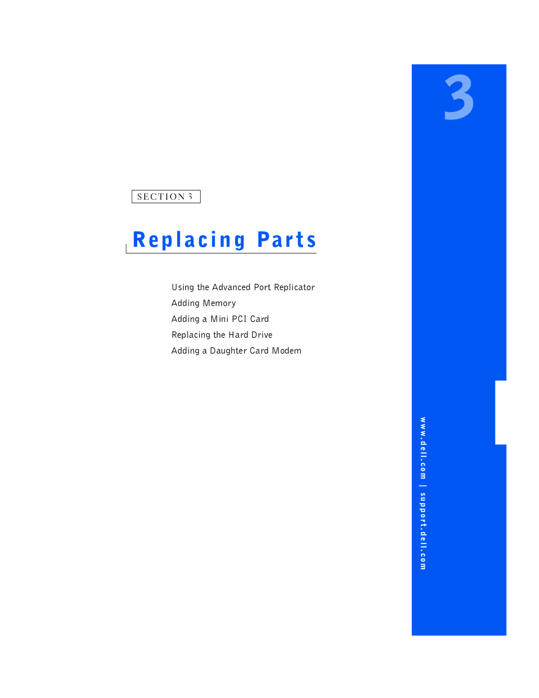 Dell PP01L manual Replacing Parts 