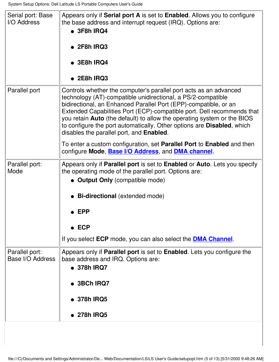 Dell PP01S technical specifications Epp 