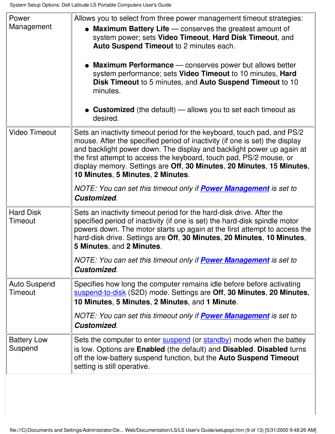 Dell PP01S technical specifications Minutes, and 2 Minutes 