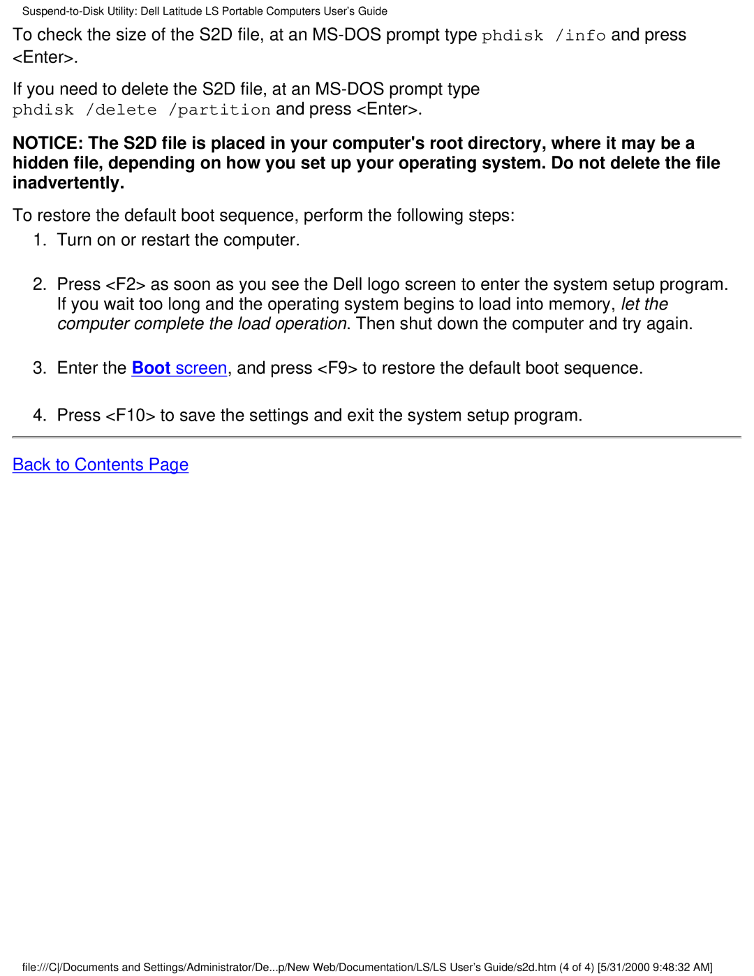 Dell PP01S technical specifications Back to Contents 