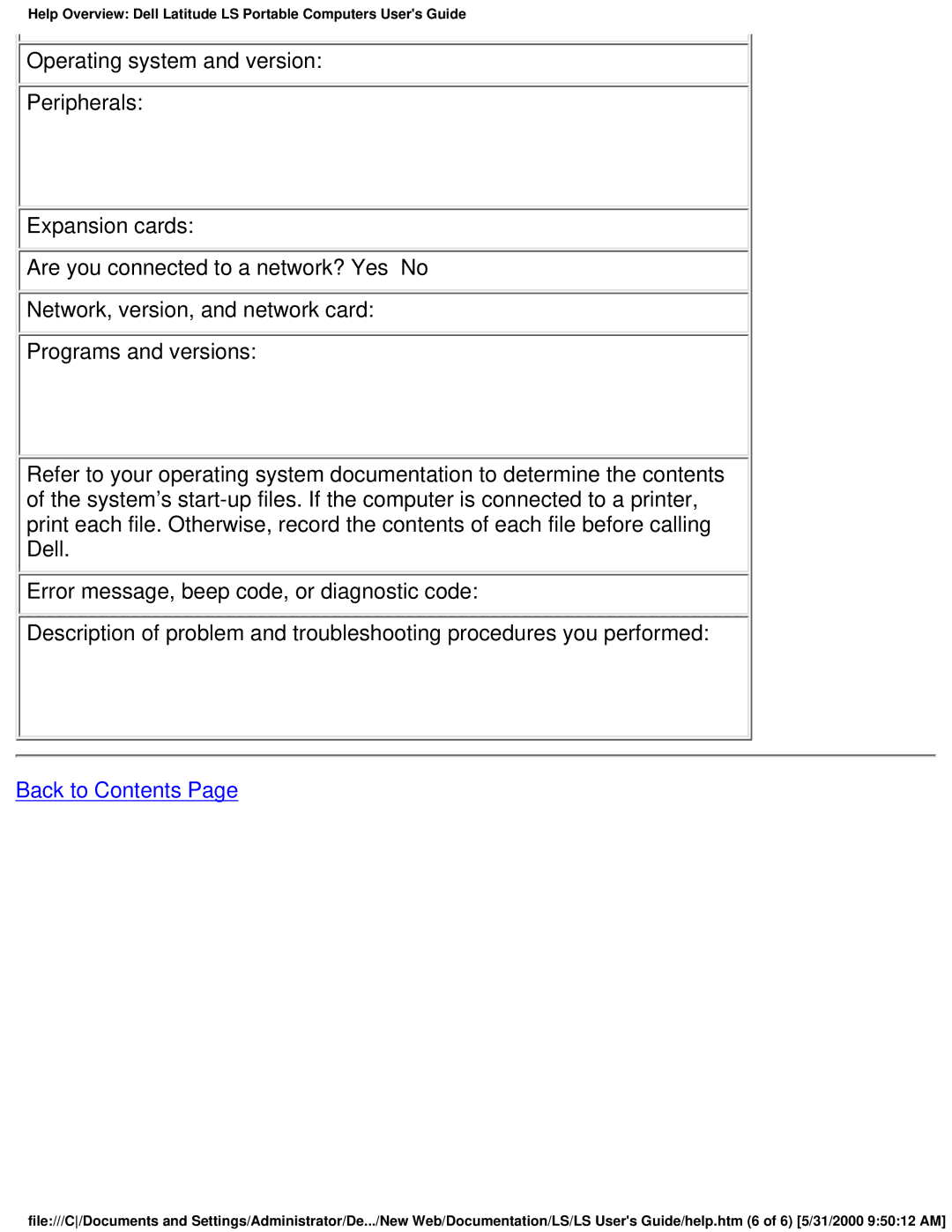 Dell PP01S technical specifications Back to Contents 