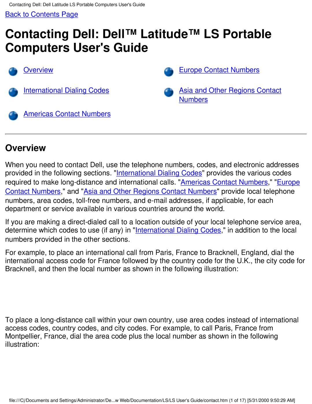 Dell PP01S technical specifications Overview Europe Contact Numbers International Dialing Codes 