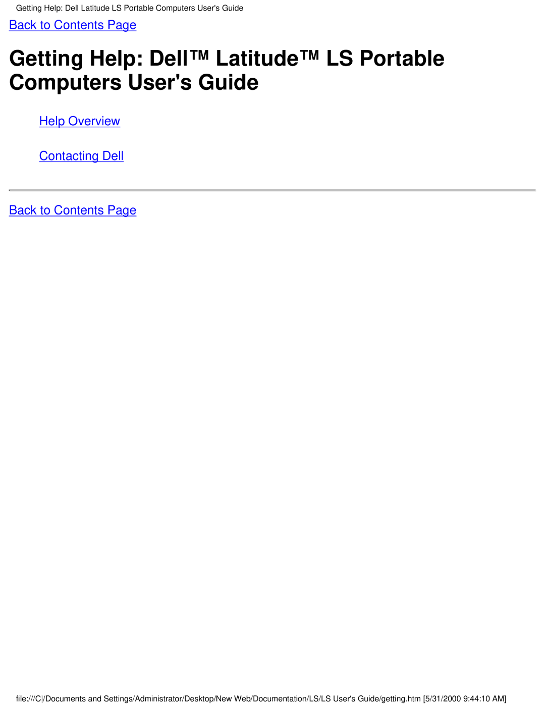 Dell PP01S technical specifications Getting Help Dell Latitude LS Portable Computers Users Guide 