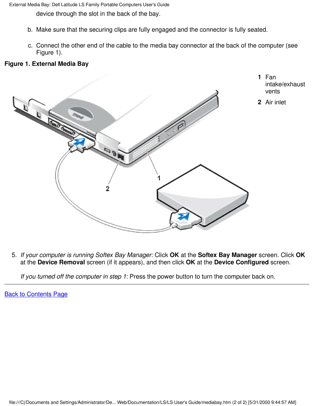 Dell PP01S technical specifications External Media Bay 