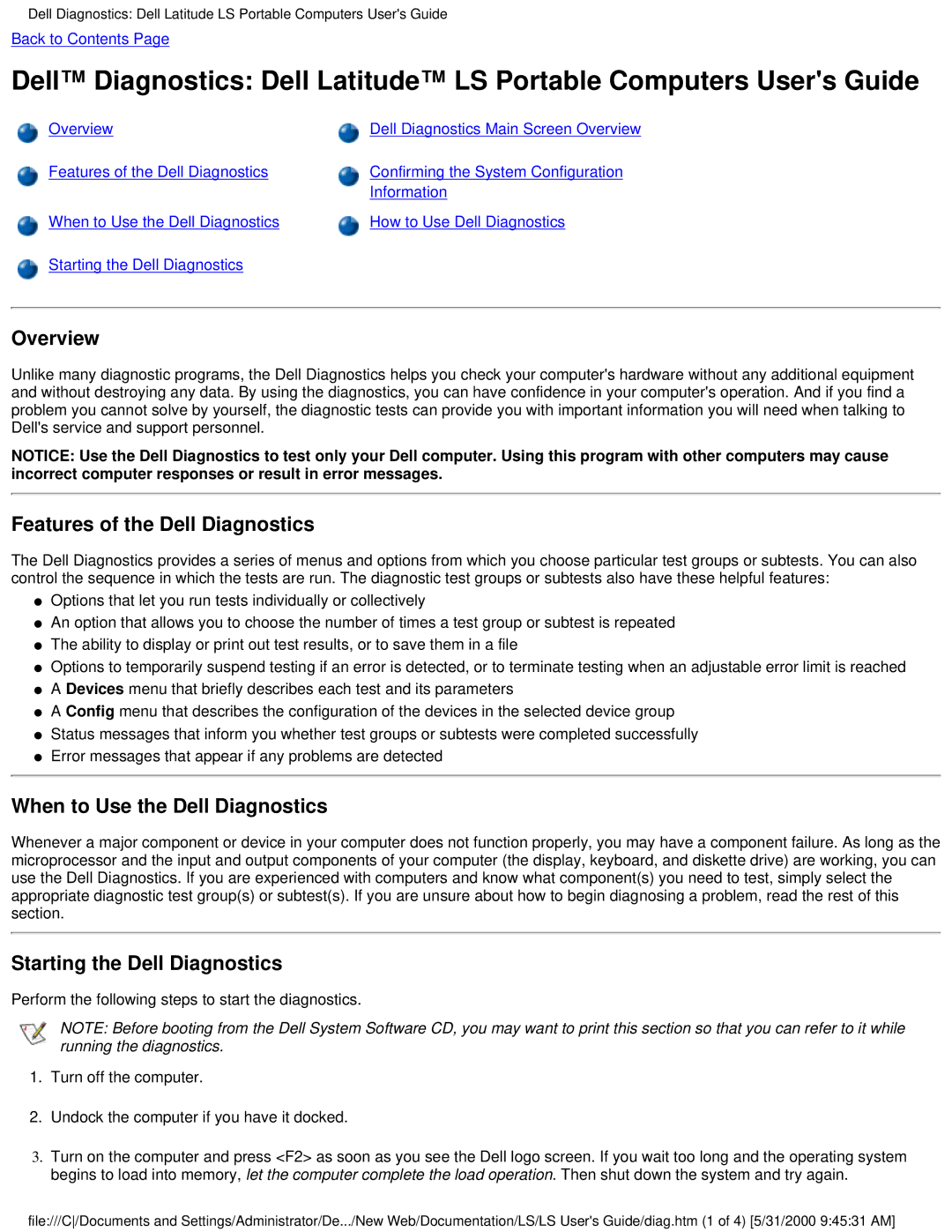 Dell PP01S technical specifications Overview 