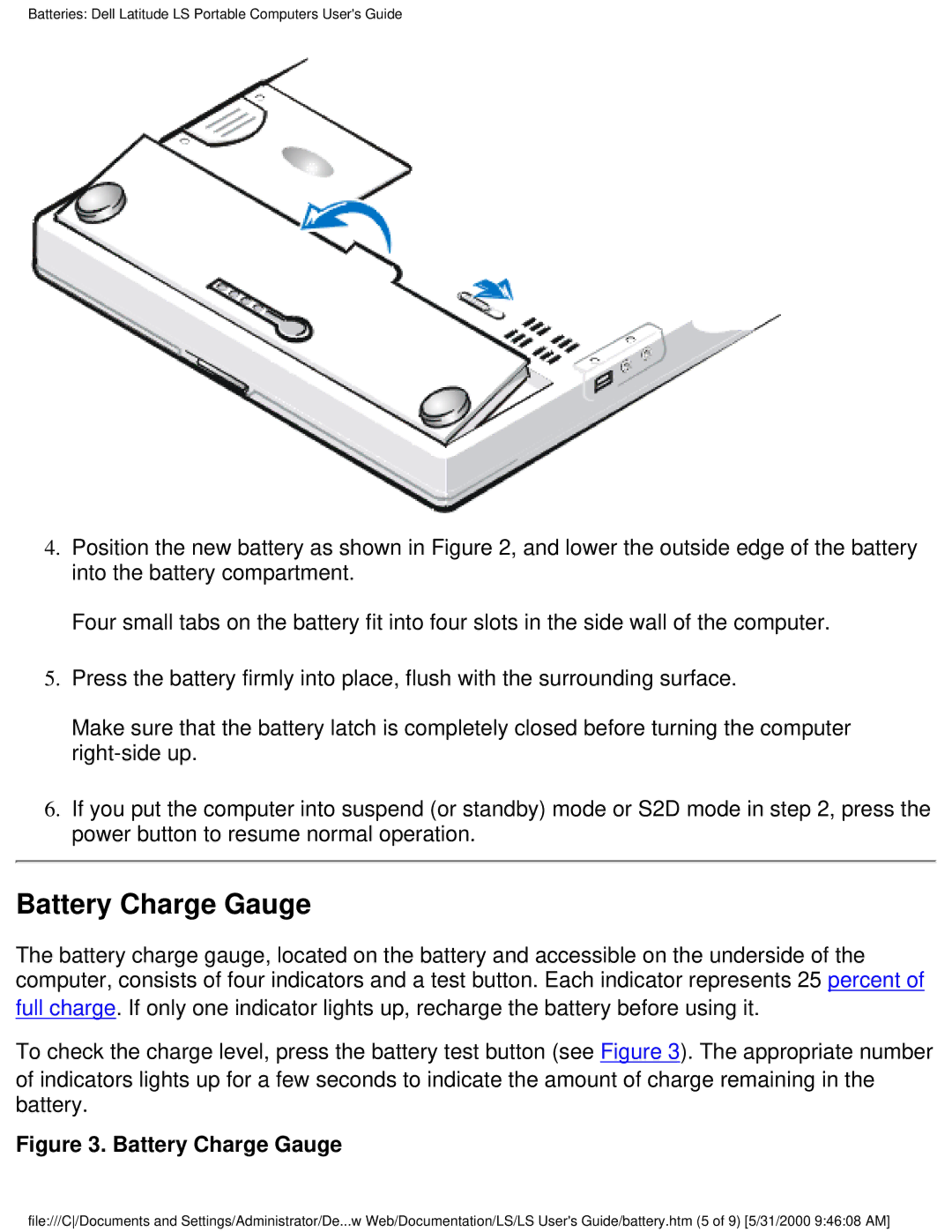 Dell PP01S technical specifications Battery Charge Gauge 