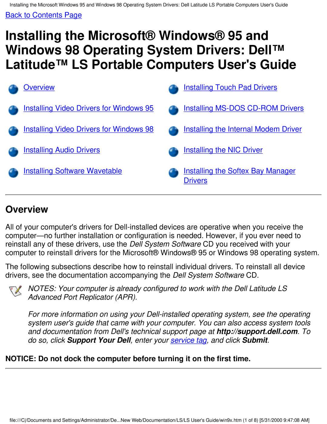 Dell PP01S technical specifications Installing MS-DOS CD-ROM Drivers 