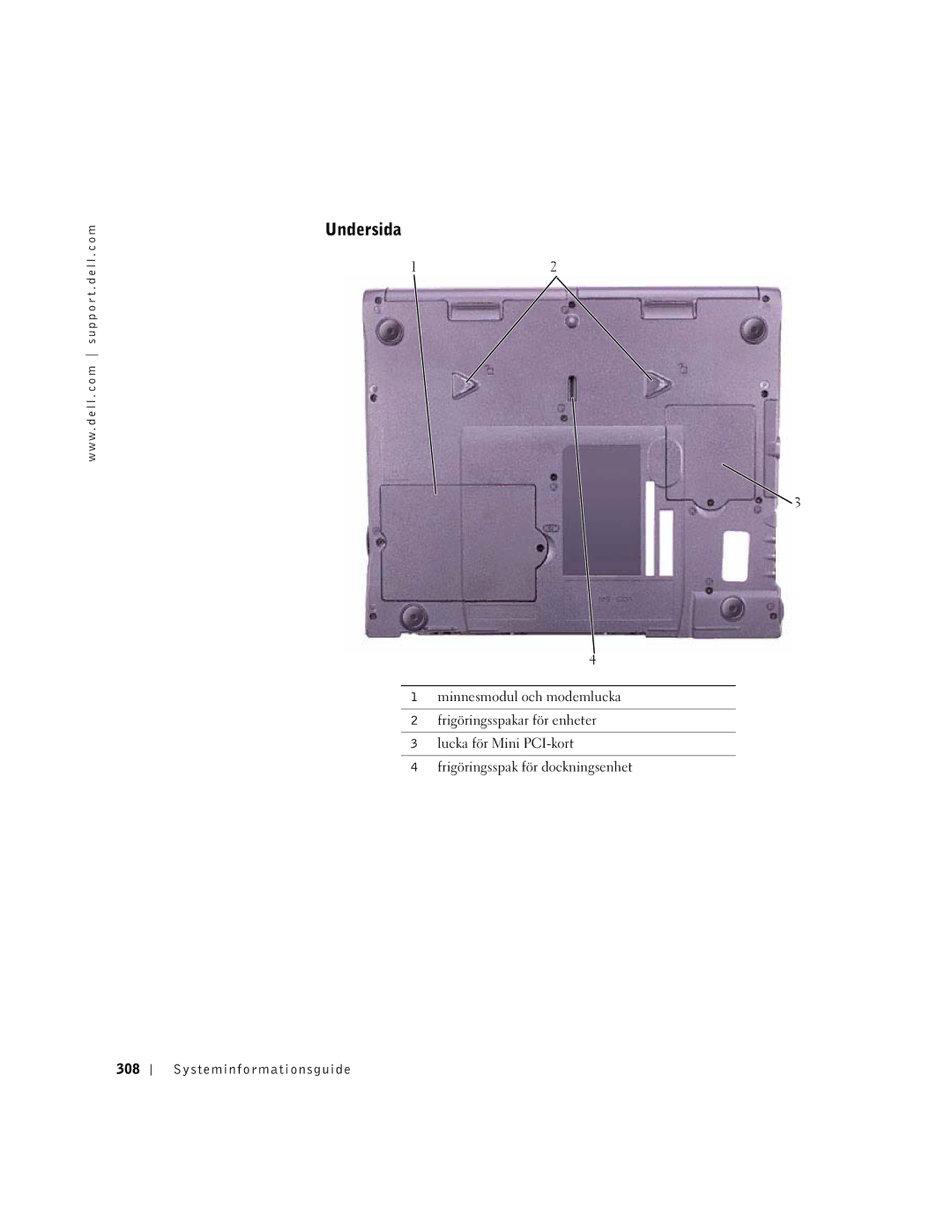 Dell PP01X manual Undersida, Systeminformationsguide 